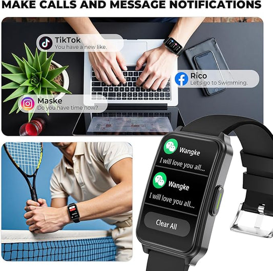 Fitness Tracker (Answer/Make Call),Smart Watch 24/7 Heart Rate Spo2 Blood Oxygen Monitor Sleep Tracker, 120 Sports Modes Pedometer Calorie Step Tracker, Waterproof Activity Tracker for Women Men Black
