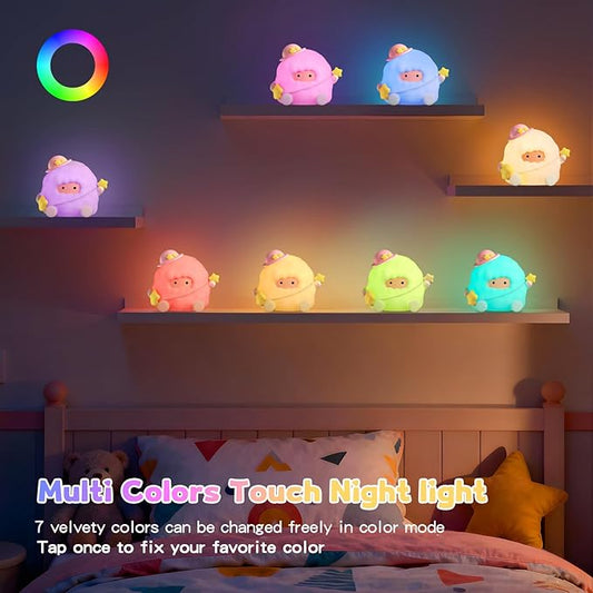 Baby Night Light, Touch Control Rechargeable Nursery Lamp with Dimmable Soft Light, Portable 3 Brightness Level and 7 Colors LED Nightlight for Kids Room, Breastfeeding, Sleep
