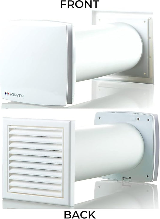 VENTS-US GK 150 LD - Easy to Install 6" Through The Wall Exhaust Fan with 109 CFM - Built to Remove Moisture, Harmful Fumes, Vapors, Odors, Humidity, and Common Indoor Air Pollutants