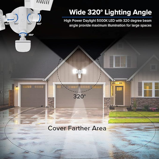 SANSI 36W 3600LM Motion Sensor Outdoor Lights, 50,000 Hrs Lifespan LED Flood Light Outdoor Motion Sensor, 350W Equiv 5000K Dusk to Dawn IP65, Super Bright for Yard Garage, White, Wired