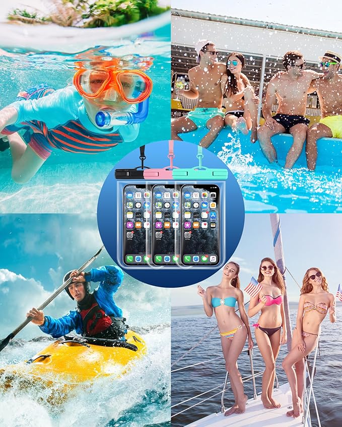2025 Waterproof Phone Pouch for Cruise Essentials, Beach Vacation Essentials Cruise Ship Must Haves Dry Bag for Travel Accessories, Case for iPhone 16 15 14 13 12 Pro Plus Max Galaxy 3 Pack