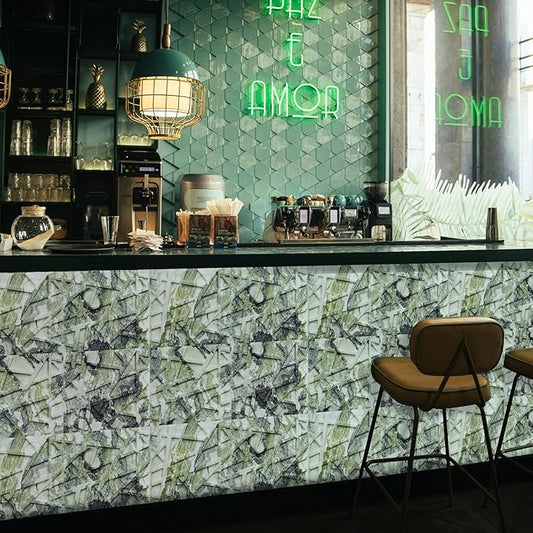 LEVOWAY 33 Pack 3D Wall Panels for Interior Wall Decor, 12''x12'' Ice Green Marble Effect Accent Textured Wall Panels, Wall Covering Panles for Living Room, Gaming Room, TV Background, Cover 32 Sq.Ft