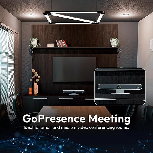 GoPresence 4K Ultra HD Meeting Bar – All-in-One Video Conferencing System with 120° Wide-Angle Lens, 6 Mics with 20ft Pickup Range, Dual Speakers, Plug-and-Play USB for Zoom/Teams/Meet – Medium Rooms
