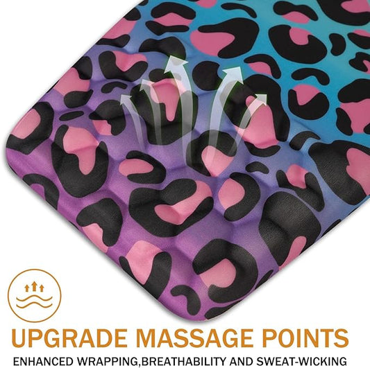 BOCHEERY Ergonomic Mouse Pad Wrist Support,Upgrade Mousepad with Massage Design,Non-Slip PU Base Desktop Mouse Pads for Pain Relief, Computer, Office & Home,12 x 8 in(F-Purple Leopard)