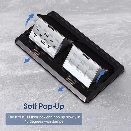 KYHSHJ Dual Pop-Up Floor Electrical Outlet Box Kit,20 Amp Stainless Steel USB TR Receptacle Outlet,3-Port RJ45 Datacom Receptacle,Oil Rubbed Bronze