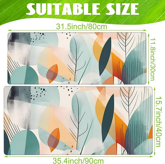 Eflxamz Desk Pad,Abstract Colorful Leaves Desk Mat,Abstract Line Art Large Gaming Mouse Pad for Desk,Extended Big Computer Keyboard Mouse Pad with Non-Slip Base and Stitched Edge,35.4"x15.7"