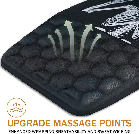 BOCHEERY Ergonomic Mouse Pad Wrist Support,Upgrade Mousepad with Massage Design,Non-Slip PU Base Desktop Mouse Pads for Pain Relief, Computer, Office & Home,12 x 8 in(F-Black Human Skeleton)