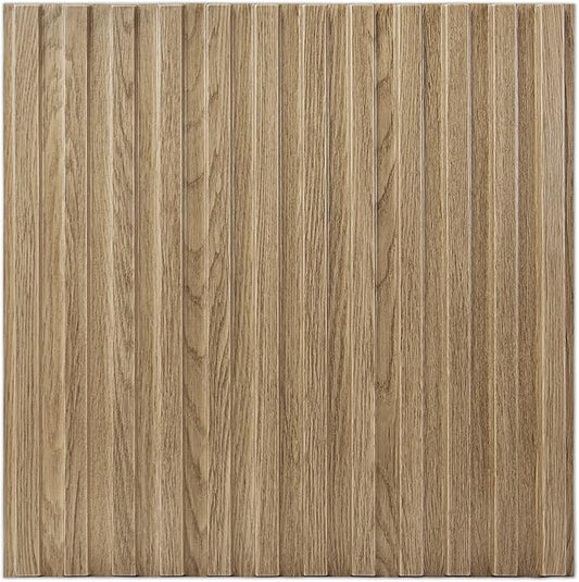 Art3d Slat Wall Panel, 3D Fluted Textured Panel 12-Tile 19.7 x 19.7in. - Walnut