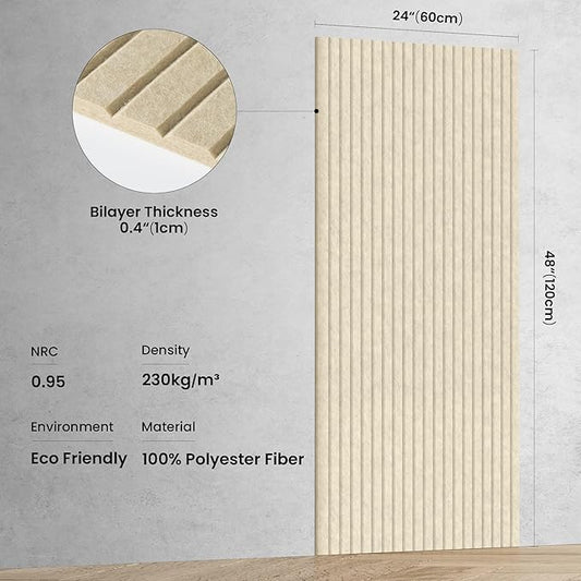 10 Pack Large Acoustic Panels,48 x 24 x 0.4 Inch Sound Proof Foam Panels for Walls,Premium Noise Dampening Panels,Sound Panels for Media Room, Office and Studio,Camel