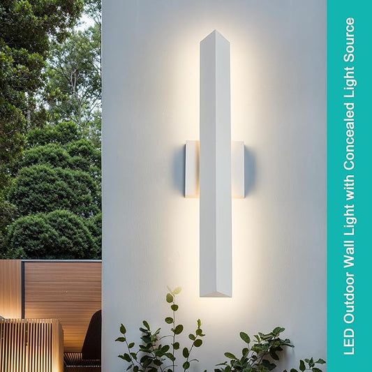 Tarentlight 21.9IN LED Outdoor Aluminum Wall Lights,20W Dimmable, IP65 Waterproof, Modern Textured White Indoor & Exterior Lighting Fixtures, Long Exterior Wall Lights for Garage, Front Door