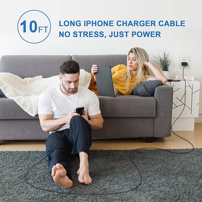Matsusho iPhone Charger Fast Charging 10 FT, 2 Pack 20W USB C Wall Charger Block with 10FT Long Type C to Lightning Fast Charging Data Sync Cable Compatible for iPhone 14 13 12 11 Pro Max XS XR X iPad