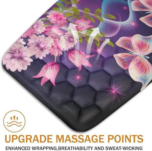 BOCHEERY Ergonomic Mouse Pad Wrist Support,Upgrade Mousepad with Massage Design,Non-Slip PU Base Desktop Mouse Pads for Pain Relief, Computer, Office & Home,12 x 8 in(F-Butterfly with Flower)