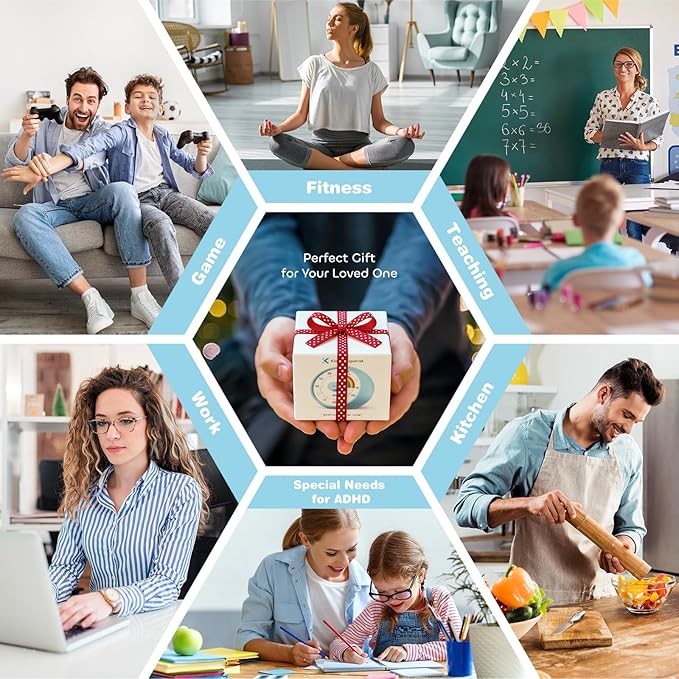 Visual Timer for Kids, 60-Minute Countdown Timer for Classroom Office Kitchen, Desk Timer Kids Time Management Tools with Silent Operation, Pomodoro Time Rainbow Pattern (Orange)
