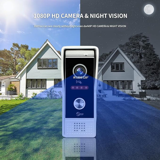 Video Doorbell Intercom System,7 Inches Touch Screen Video Doorbell Door Phone System,Support Remote Unlock, Dual-Way Intercom,Night Vision for Villa House Office Apartment (2-Camera + 1-Monitor)