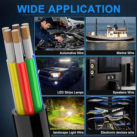 NAOEVO 18 Gauge Wire 6 Conductor Electrical Wire, 18 AWG Stranded PVC Cord, 12V Low Voltage/Tinned Copper/Flexible Cable for Automotive Wiring, Lamp Cord, Marine Cable (50FT)
