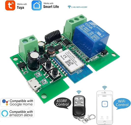Newgoal WiFi Inching/Selflocking Relay Modules WiFi Momentary Switch with 433 MHz RF Remote Control(Tuya SmartLife APP)