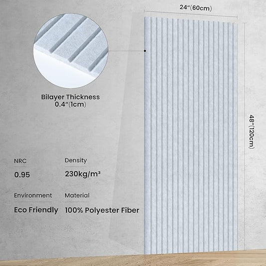 10 Pack Sound Proof Panels for Walls,48 x 24x 0.4 Inch Sound Deadening Panels,Large Acoustic Panels for Media Room, Office and Studio,Light Camel