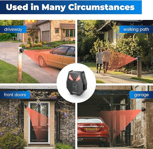 Solar Driveway Alarm Wireless Outside Weatherproof 1/2 Mile Long Range, Outdoor Motion Sensor Detector Alarm Driveway Alert System with Rechargeable Battery/Expandable (1 Sensor &1 Receiver Set)