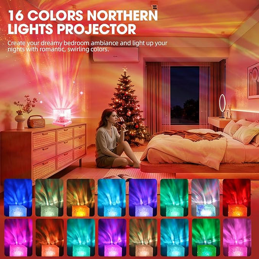 LZHYWEI Northern Lights Projector, 16 Colors Aurora Lamp Galaxy Projector fot Teens with Remote Control and Aurora Drift Effects for Bedroom Night Light for Kids, Christmas Gift for Boys & Girls