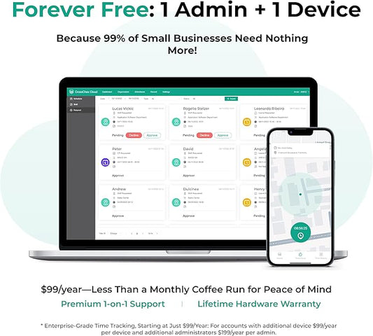ANVIZ Time Clocks for Employees Small Business - Forever Free Cloud Software - FacePass 7 Pro Biometric Clock in and Out Machine - Support Door Access - Face + RFID + Pin Punching, FacePass 7 Pro