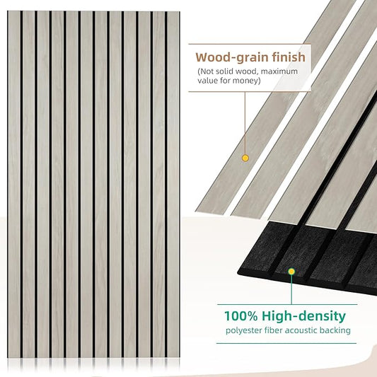 4 Pack Large Acoustic Panels 47.2”x23.6”, Decorative Acoustic Wall Panel, Sound Proof Panel with Simulated Wood Grain Finish, for Office,Home Theater,Studio,Living Room, Natural Oak