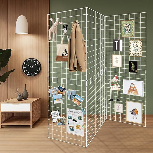 Koretech Grid Wall Panels 3 Pcs, Commercial Grade Gridwall Panels, Metal Grid Wall Panel Display Stand, You Can DIY 6 Pack 2'x3' or 3 Pack 2'x6', White