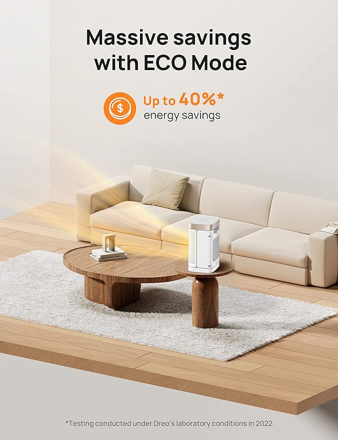 DREO Space Heater for Bathroom and Indoor, Portable Heater, 1500W Safe and Quiet PTC Ceramic Heater, 41-95ยฐF Digital Thermostat, 70ยฐOscillating, Remote, ALCI Safety Plug, 12h Timer, 5 Modes, White