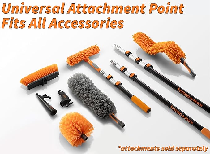 4-12 ft Window Washer Squeegee Kit with Extension Pole (20+ Foot Reach) // Long Handle Squeegee for Window Cleaning & Car Cleaning Multi-Use//Telescopic Professional Window Cleaning Squeegee for Home