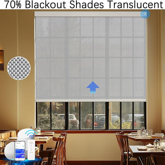 COOLWINDS Motorized Blinds with Remote Cordless Automatic Motorized Shades Custom Blinds for Windows Smart Curtains Compatible with Alexa Google Home(3% Solar Grey,W60 x H72in)