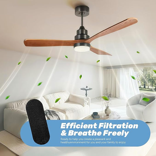 Kuenst Ceiling Fan Filters for Blades,Activated Coconut Carbon Ceiling Fan Filter Accessories Dust Catcher Fits All Ceiling Fans,Black,9.84in*3.93in