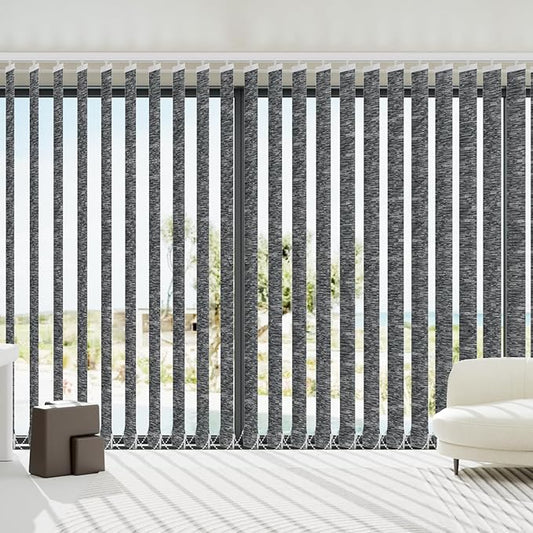 Blindify Motorized Vertical Blinds Compatible with Alexa Google Home, Light Filtering Sliding Door Shades Smart Vertical Blinds Remote Control Customize, Jacquard Dark Grey