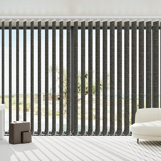Blindify Motorized Vertical Blinds Compatible with Alexa Google Home, Blackout Sliding Door Shades Smart Vertical Blinds Remote Control Customize, Light Coffee
