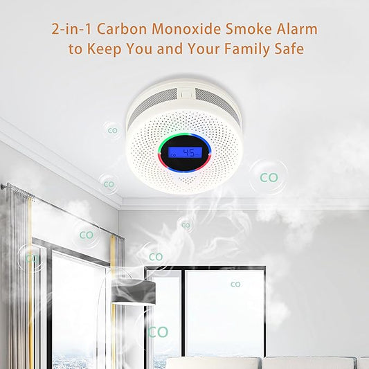 Kesymo 3Pack Upgraded Interlinked Smoke Carbon Monoxide Detector, Battery Powered&Wireless Interconnected Smoke and CO Alarm, Transmission Range of Over 820 ft (Includes Battery)