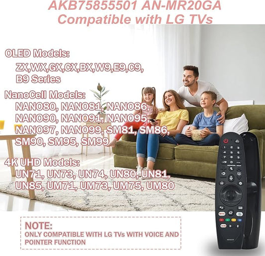 AKB75855501 AN-MR20GA for LG TV Remote, OLED QNED NanoCell 4K UHD Voice Magic Remote Control, Replace for LG TV Control AN-MR650, AN-MR19BA, AN-MR18BA, with Netflix Prime Keys, Pointer Function