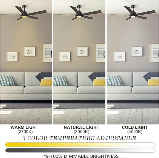 SMAAIR Smart Ceiling Fan with Light, 56inch Indoor and Outdoor ceiling fan with Remote, Compatible with Alexa/Google Assistant/Siri Shortcut, App control with Timer and Schedule(Walnut/Light Wood)