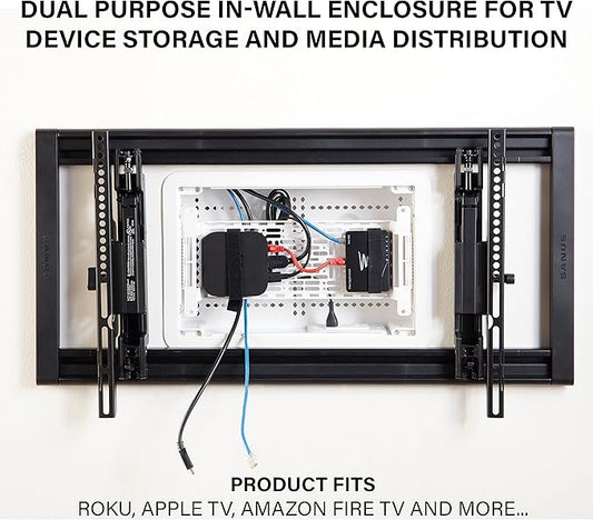 Legrand - OnQ Cable Management, In-Wall Media Box, Dual Purpose Structured Wiring Enclosure with Mounting Bracket, Home Networking Panel, 9 inch, White, ENP0905NAV1
