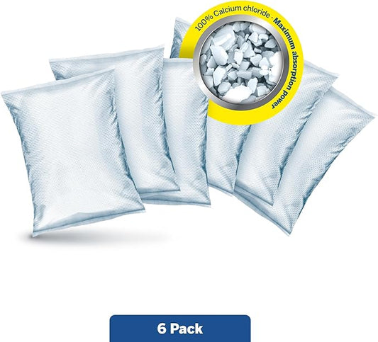 HUMYDRY Moisture Absorbers Refills for 8.8 Oz Dehumidifier, Pack of 6 Unscented Humidity Absorber Bags, Non Electric Refill Pack for Closets Bedrooms Bathrooms Laundry Rooms and Small Enclosed Spaces