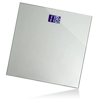 Moss & Stone Silver Digital Bathroom Scale for Body Weight, Smart Step-On Technology, Backlit LCD Display, High Accuracy Weight Scale 400lb/180kg, Glass Slim Design, Auto On/Off, Home Use