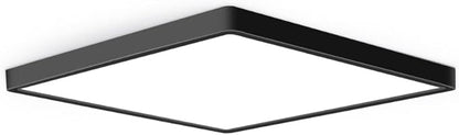 12inch 24W LED Flush Mount Ceiling Light, 5000K Square LED Ceiling Light, Black Flat Panel Lights for Bedroom, Kitchen, Living Room