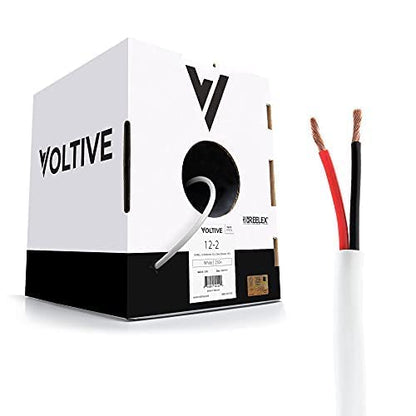 Voltive 12/2 Speaker Wire, in-Wall CL3 & Direct Burial, Black, 500ft - 12AWG, 2 Conductors, Stranded Oxygen-Free Copper, UL Listed - V-1206-5