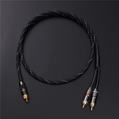 JORZOR Audiophile RCA to 2RCA Subwoofer Cable,1 RCA Male to 2 RCA Male Audio Cable RCA Y-Adapter,Oxygen-Free Copper,Nylon Braided Jacket (3M(9.9FT)) (RANHANG1)