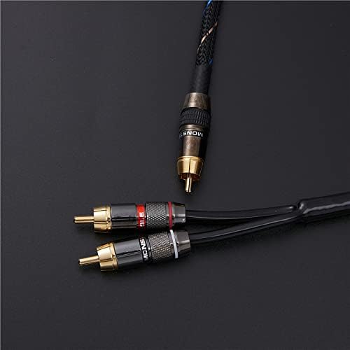JORZOR Audiophile RCA to 2RCA Subwoofer Cable - 2M (6.6FT) Oxygen-Free Copper, Nylon Braided Jacket RCA Y-Adapter