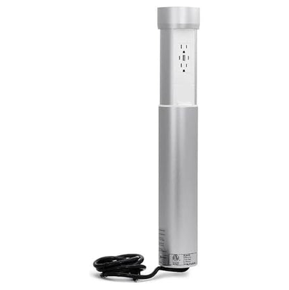 Kitchen Countertop Hidden Power Outlet w/USB, Motorized Pop Up, Custom Top Compatible (Silver, 15 Amp)