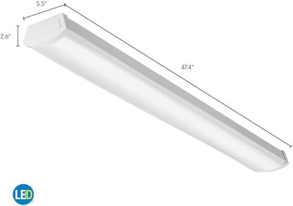 Lithonia Lighting 4 Foot LED Light Fixture, Low-Profile LED Wraparound Flush Mount Ceiling Light, 4000K Cool White, MVOLT, 48-Inch (FMLWL 48 840 ZT MVOLT)
