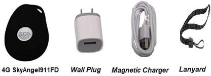 SkyAngel911FD - 4G -Mobile Cellular - NO Monthly FEE - 911-2-Way Voice - Waterproof Alert Phone - Automatic Fall Detection (Black)