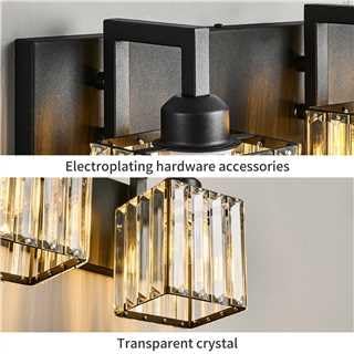 FDPBY Black Bathroom Light Fixture, 6-Light Crystal Vanity Lighting, Bathroom Lighting Fixtures Over Mirror, Modern Crystal Wall Lamp