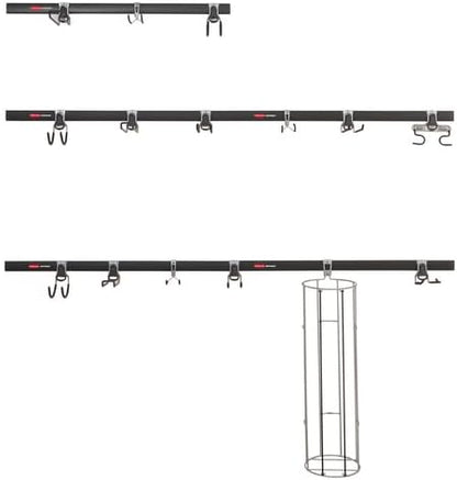 Rubbermaid 20-Piece FastTrack Garage Wall-Mounted Storage Kit 5 Rails and 15 Hooks for Home/House/Tool/Sports/Utility Purposes