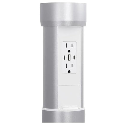 Kitchen Countertop Hidden Power Outlet w/USB, Motorized Pop Up, Custom Top Compatible (Silver, 15 Amp)