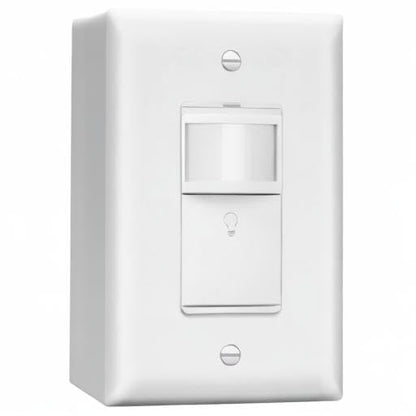 LIDER Motion Sensor Switch with Wall Plate, PIR Sensor Light Switch, Occupancy & Vacancy Modes, No Neutral Wire Required, 120V, 60Hz, 150W LED/CFL, Single Pole, LPS-1P-WWP2P, White, 2 Pack