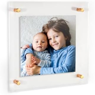 ArtToFrames 24x24 Inch Double Panel Floating Acrylic Picture Frame (Full Frame is 28x28) comes with Gold Standoff Hardware, Made in the USA, 1 Pack
